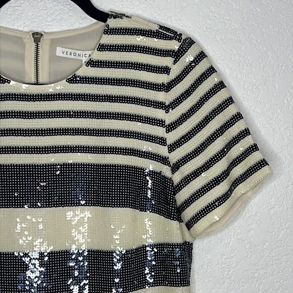 NWT VERONICA BEARD EVAN SEQUIN STRIPE TEE SHIRT DRESS Size 2 - Picture 6 of 16